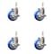 Service Caster 4 Inch 316SS Blue Polyurethane Swivel 12mm Threaded Stem Caster Set Brake SS316TS20S414-PPUB-BLUE-TLB-M1215-4 - alternate 1